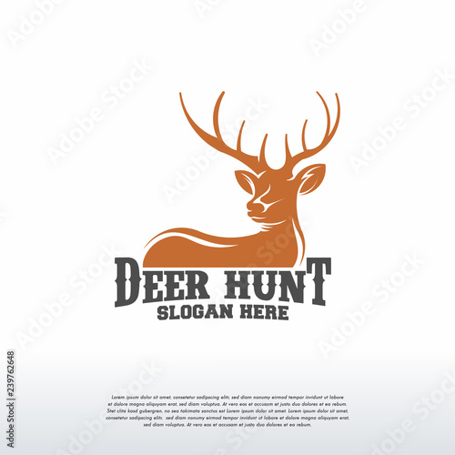 Deer Hunter logo designs badge, Vintage Head Deer logo vector