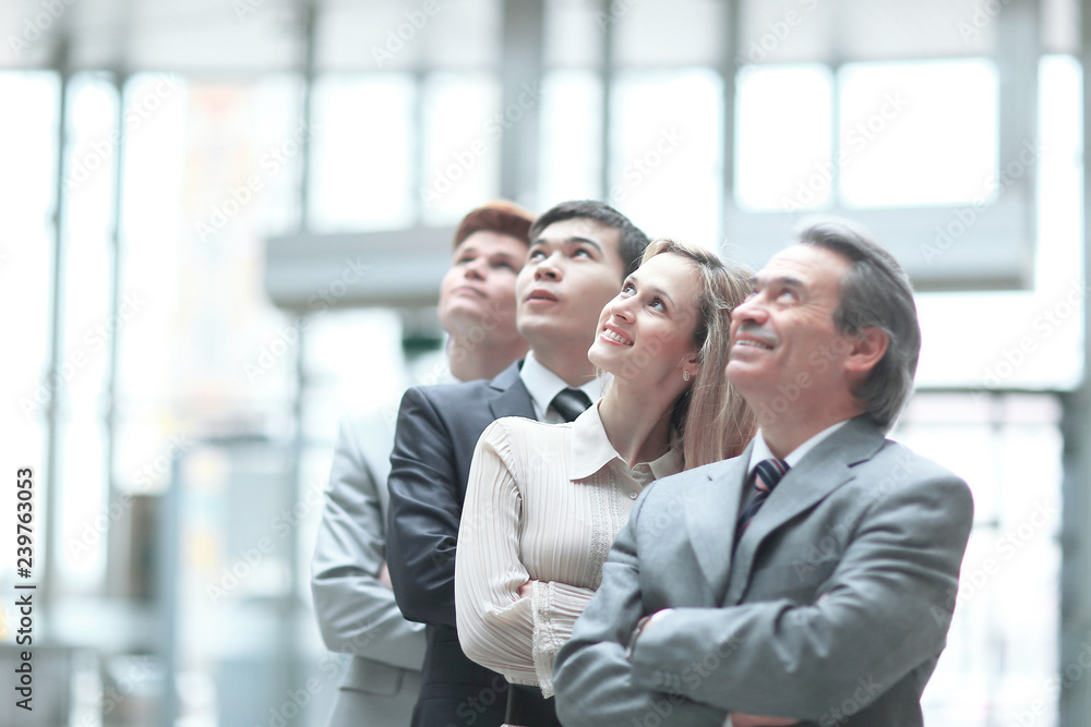 close up.boss and business team looking up at copy space close up.boss and business team looking up at copy space