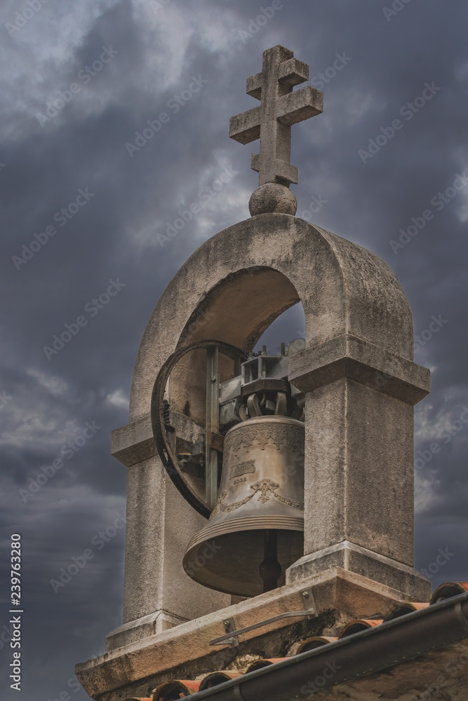 Church bell tower in Kotor Old Town