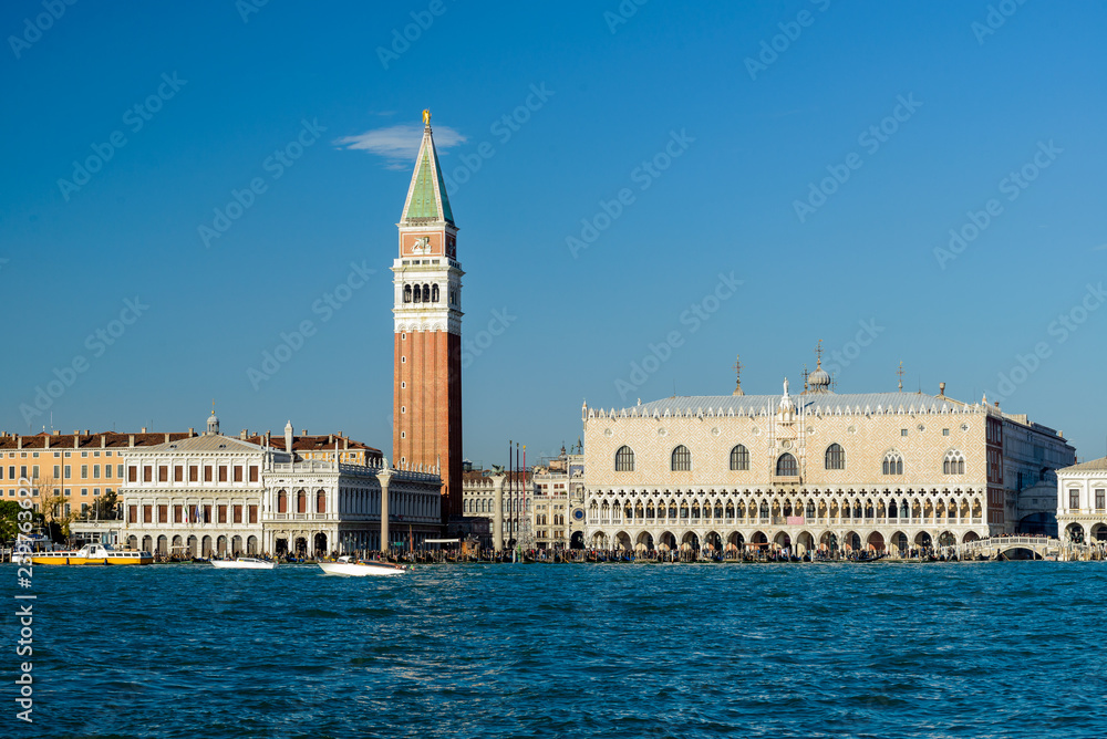 Panorama of Venice. Aerial view of Piazza San Marco or st Mark square and Campanile.