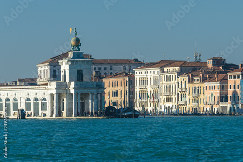 Beautiful sunny view of Venice. Venice landmark- Punta della Dogana at sunny day. Venice, Italy