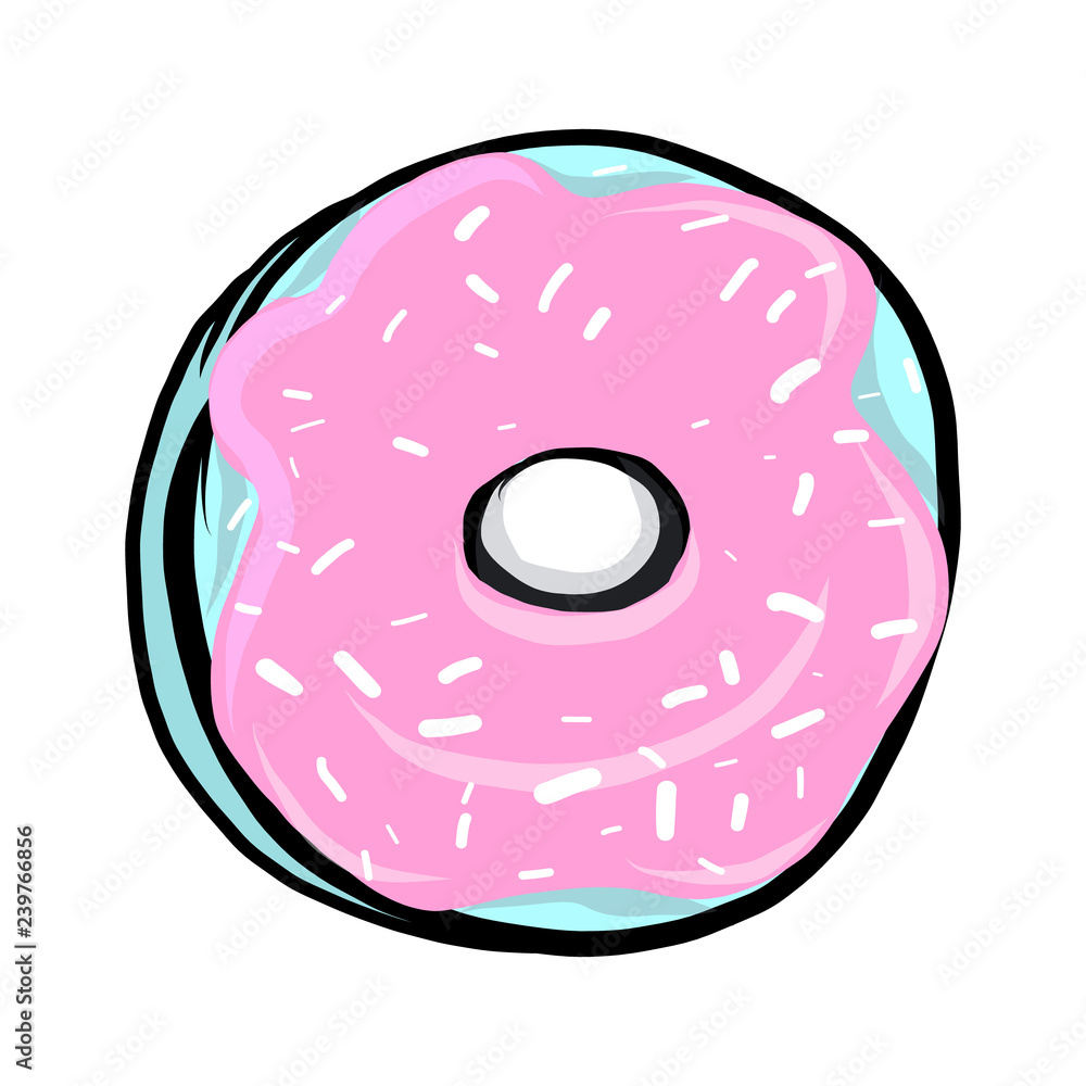 Sweet donut with pink icing Sweet donut with pink icing