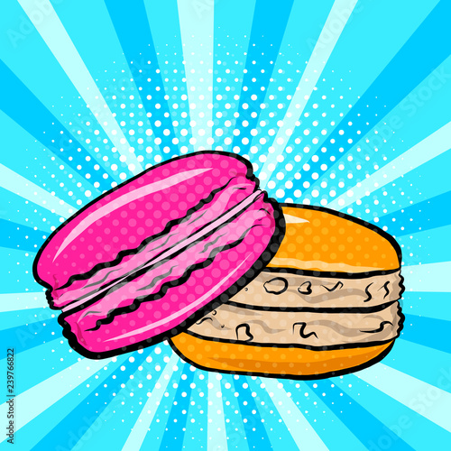 Sweet macaroons in pop art