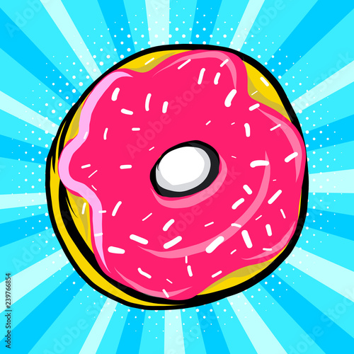 Sweet donut in pop art