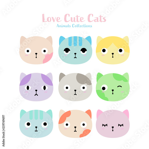 Cute cats hand drawn style