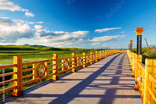 Foto The  wooden trestle of Shiwei town, Hulunbuir city, Inner mongolia, China