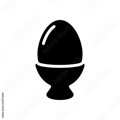 Boiled egg, icon of food. Black icon on white background