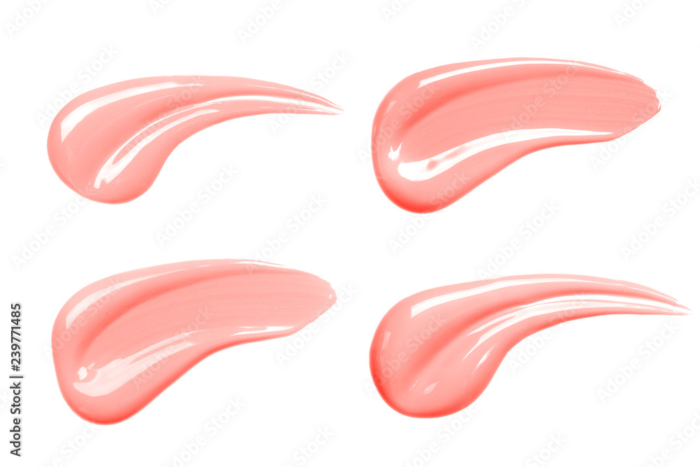Set of beautiful textured living coral strokes isolated on white background Color of the year 2019. Main trend concept. Set of beautiful textured living coral strokes isolated on white background Color of the year 2019. Main trend concept.