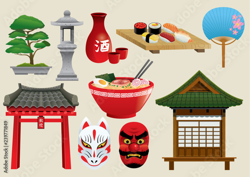 japan traditional object set