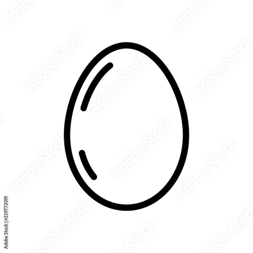 Simple egg with reflection, sign of easter, outline linear icon.