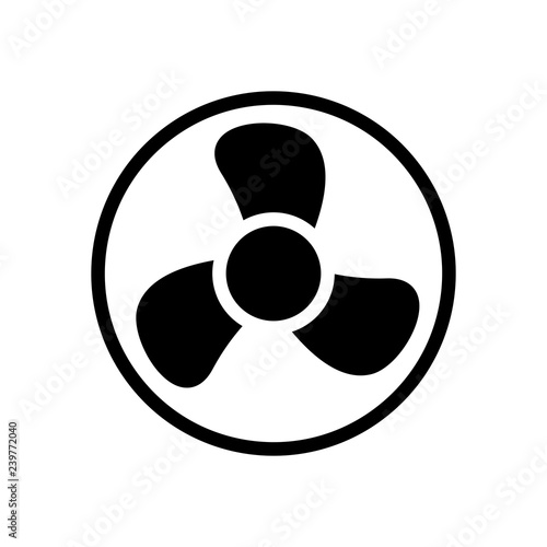 Simple fan or cooler, icon in circle. Black icon on white backgr