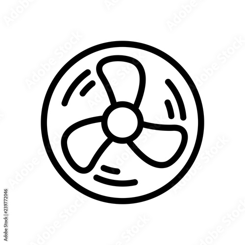 Simple fan or cooler, outline linear icon in circle. Black icon photo