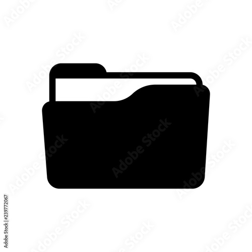 Folder of documents, portfolio with files, business icon. Black