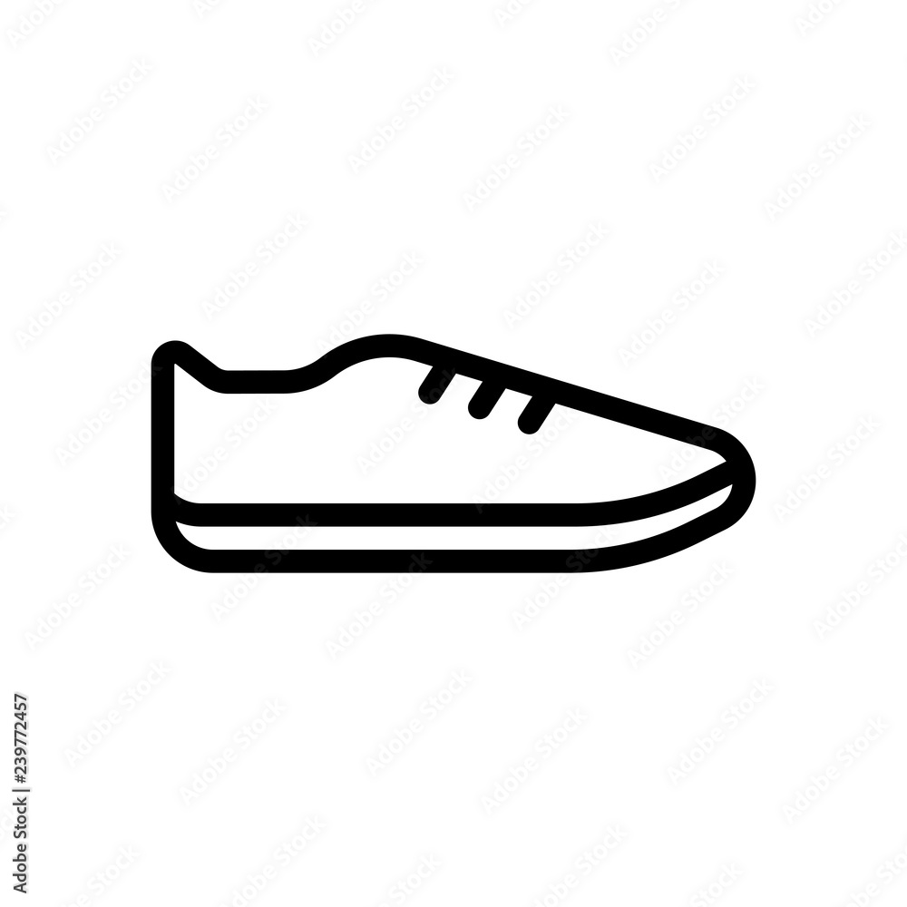 Shoe or sneaker, outline linear icon of sport. Black icon on white background Shoe or sneaker, outline linear icon of sport. Black icon on white background