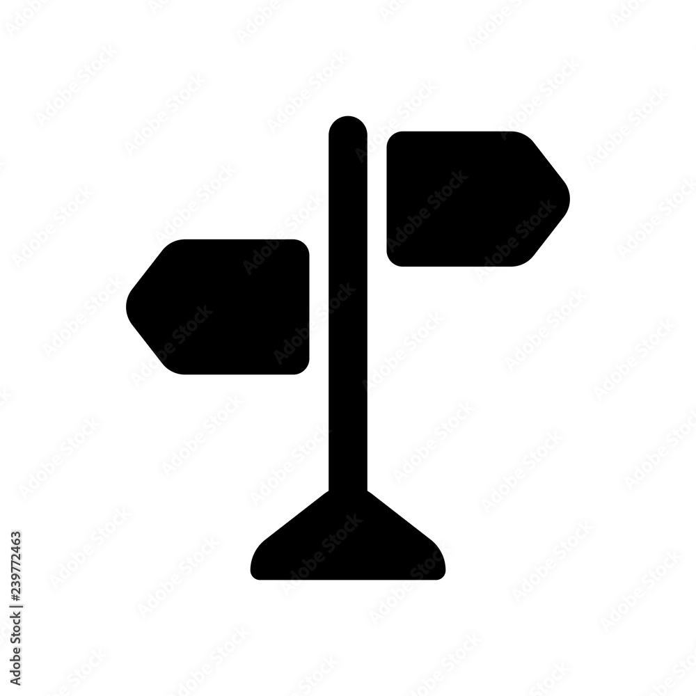 Signpost, pictogram of directions, make a choice, simple icon. Black icon on white background