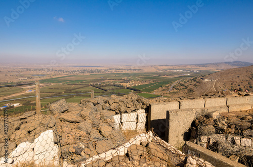 Obraz na plátně Fortifications on Mount Bental from the Yom Kippur War in Israel's Golan Heights