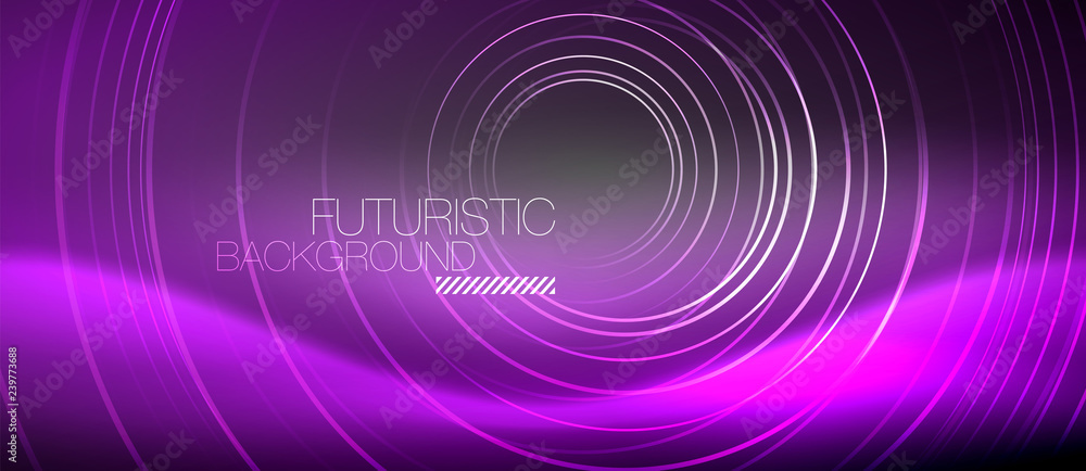 Neon circles abstract background, shiny lines Neon circles abstract background, shiny lines