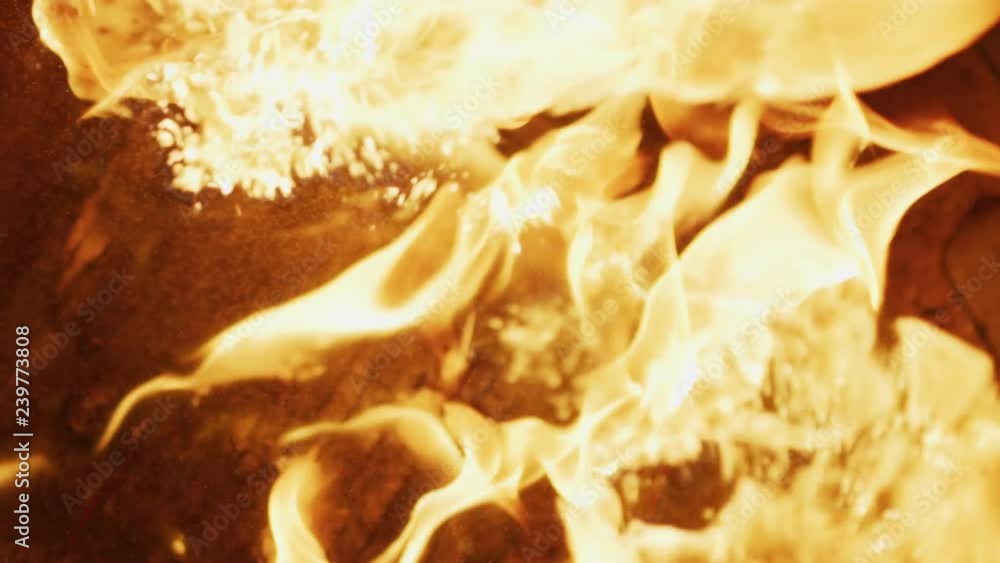 High angle view of golden flames