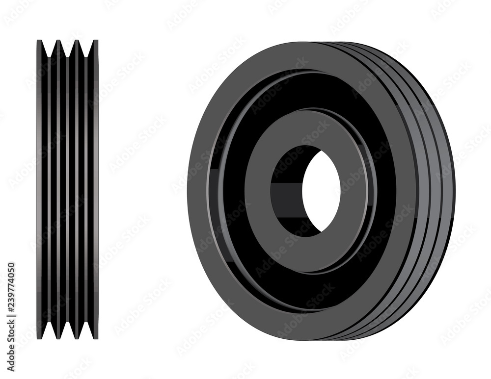V belt pulley. Machine part. 3D effect vector Stock Vector Adobe Stock