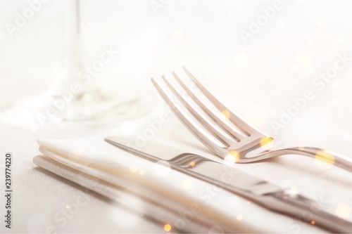 Table Setting with Fork and Knife on Napkin