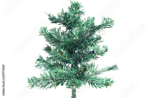 Closeup Christmas tree simulated on white background.