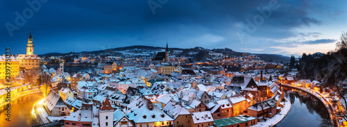 Panoramic view of Cesky Krumlov in winter