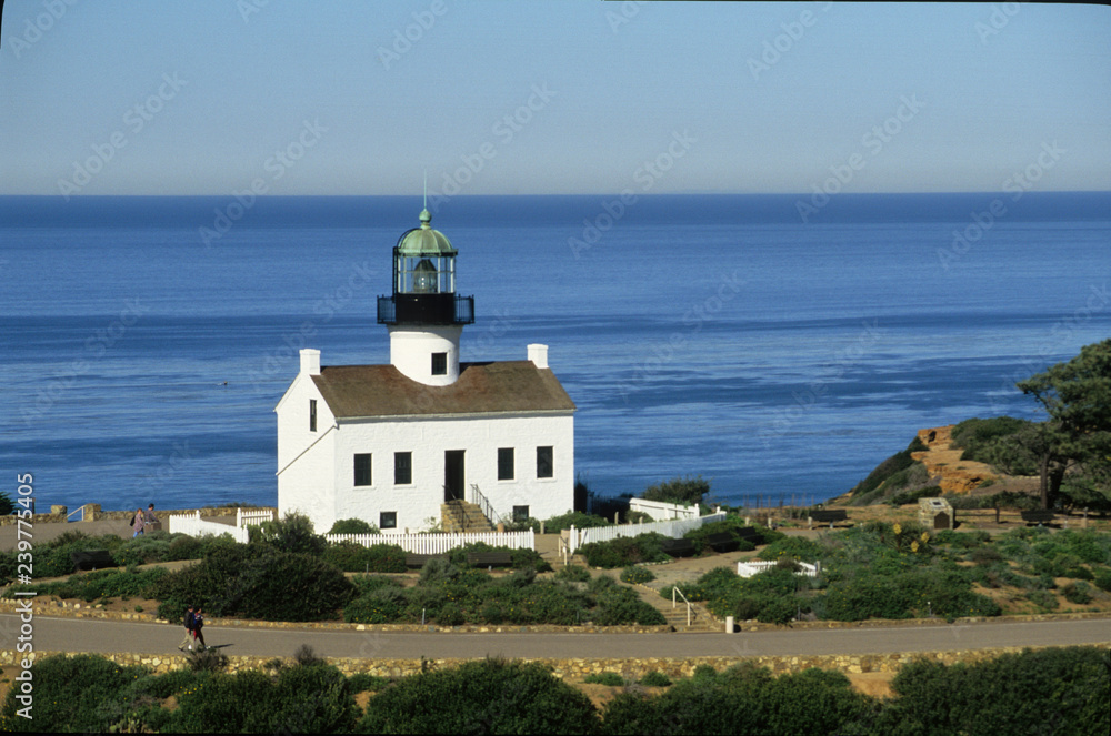 0ld lighthouse on point loma rom helicopter