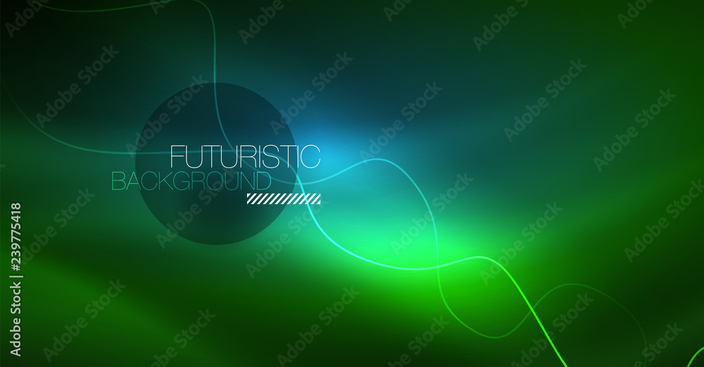 Abstract shiny glowinng color wave design element on dark background - science or technology concept Abstract shiny glowinng color wave design element on dark background - science or technology concept