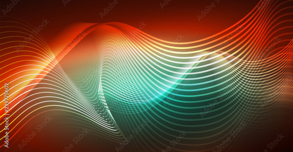 Neon lines wave background. Abstract composition Neon lines wave background. Abstract composition