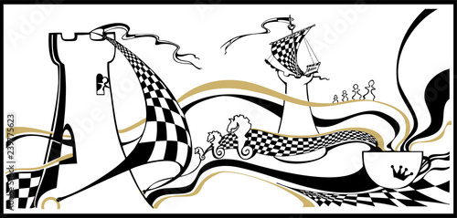 abstract art with chess figure
