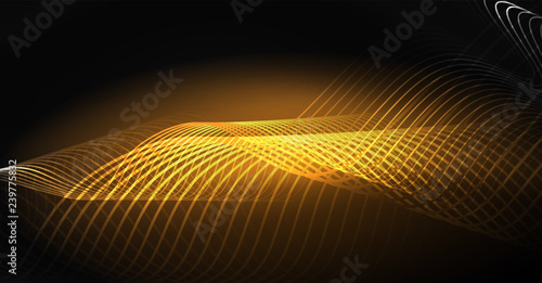 Neon lines wave background. Abstract composition