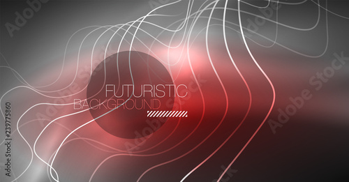 Neon lines wave background. Abstract composition