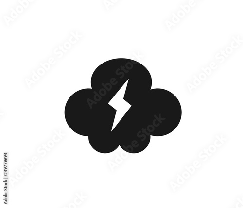 Cloud icon with rain and thunderstorm