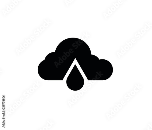Rain icon with cloud on white background 