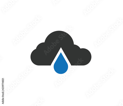 Rain icon with cloud on white background 