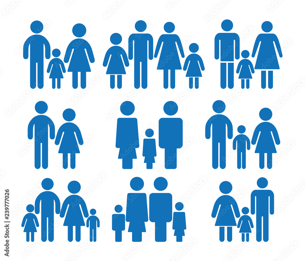Family icon set on white background ( blue version ) Family icon set on white background ( blue version )