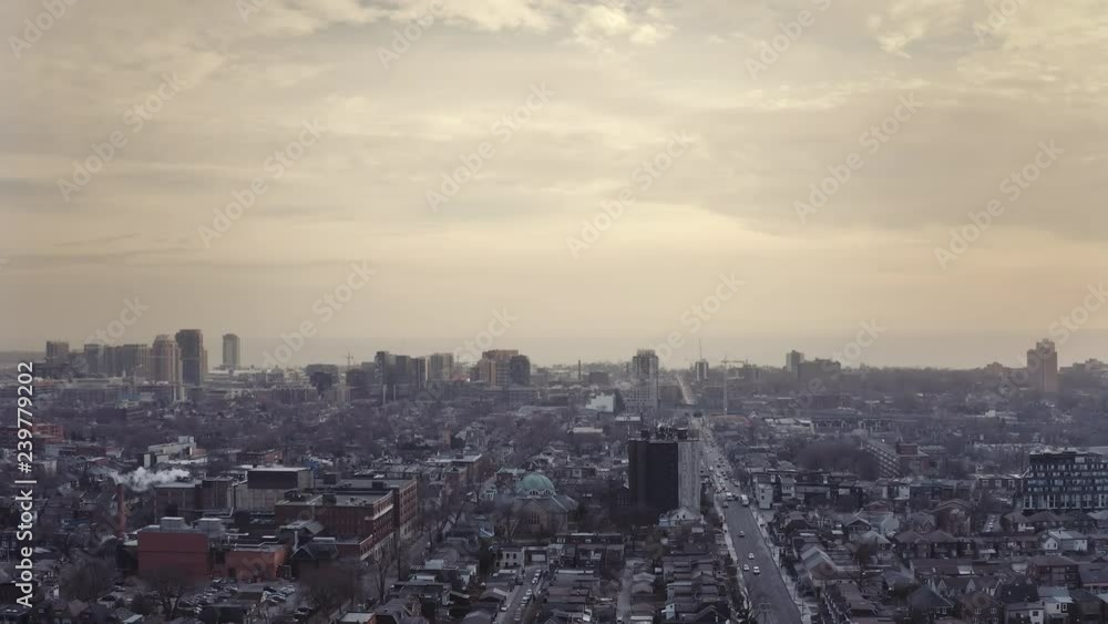 4K Aerial Establishing Shot of a Neighbourhood in Toronto, Ontario. (All logos and signs removed in post.) 4K Aerial Establishing Shot of a Neighbourhood in Toronto, Ontario. (All logos and signs removed in post.)