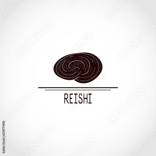 Reishi. Mushroom. Black silhouette. logo, icon.