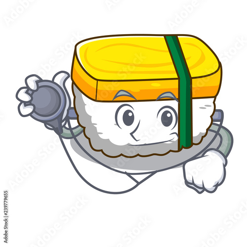Doctor tamago sushi Isolated on a mascot