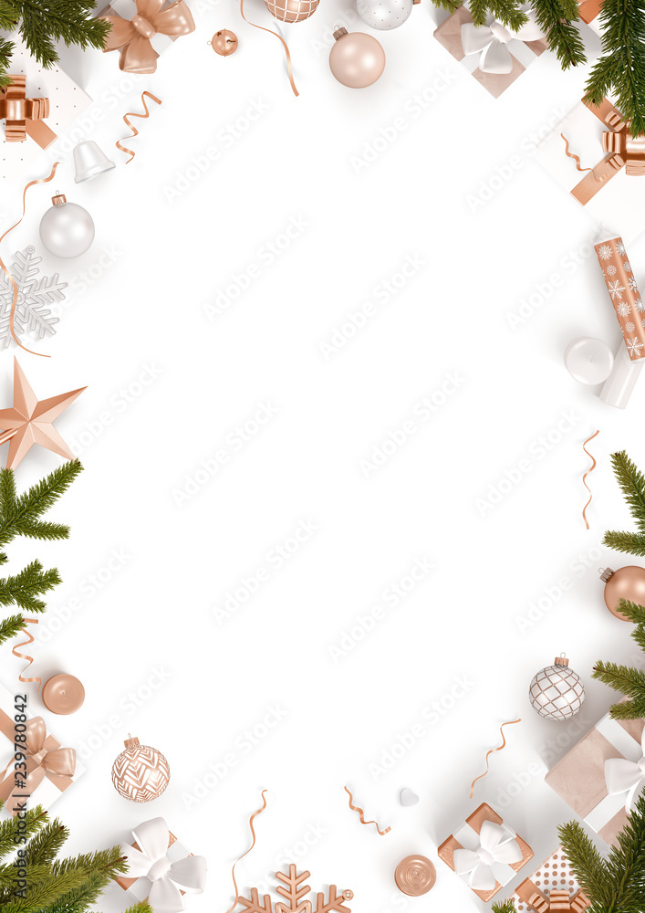 The New Year decoration border and blank white template background