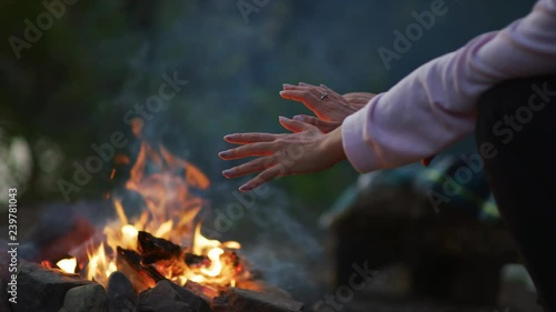 Wallpaper Mural Hands warming at a campfire Torontodigital.ca