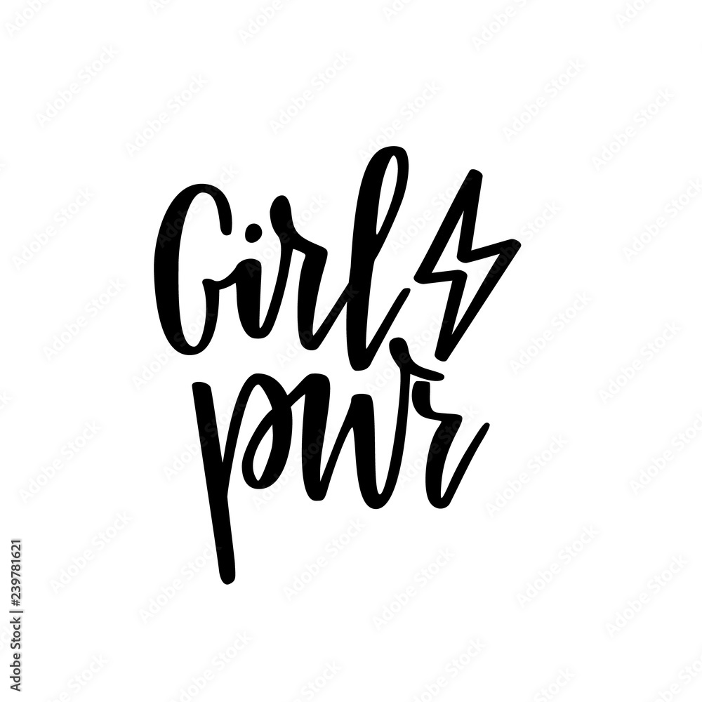 Naklejka premium Girl power vector feminist inspiration lettering calligraphy design