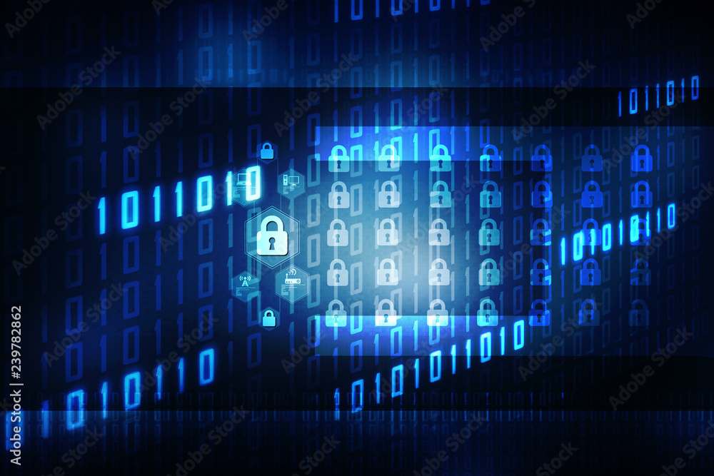 2d illustration Safety concept: Closed Padlock on digital background 2d illustration Safety concept: Closed Padlock on digital background