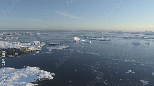 Wallpaper Mural Arctic Polar Open Water Glacier Aerial View. Ice Melt in Winter Ocean Water Surface Flight Drone Above Overview. Antarctica Climate Change Concept Footage Shot in 4K (UHD) Torontodigital.ca