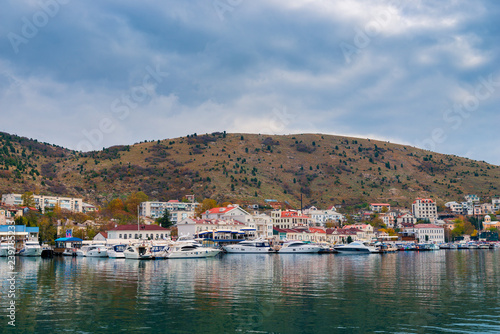 Fototapeta Naklejka Na Ścianę i Meble -  Small yachts in the port of Balaklava in the Crimea