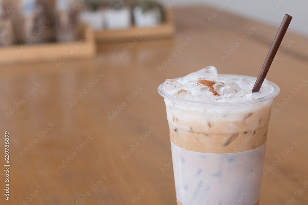Close up of Iced coffee with straw Close up of Iced coffee with straw
