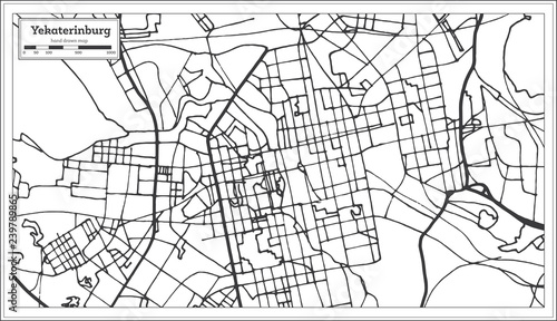 Photo Yekaterinburg Russia City Map in Retro Style. Outline Map.