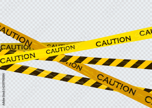 Caution lines isolated. Warning tapes. Danger signs. Vector illustration.