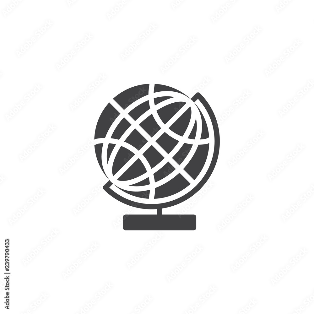 Obraz premium World globe vector icon. filled flat sign for mobile concept and web design. Globe grid simple solid icon. Education symbol, logo illustration. Pixel perfect vector graphics