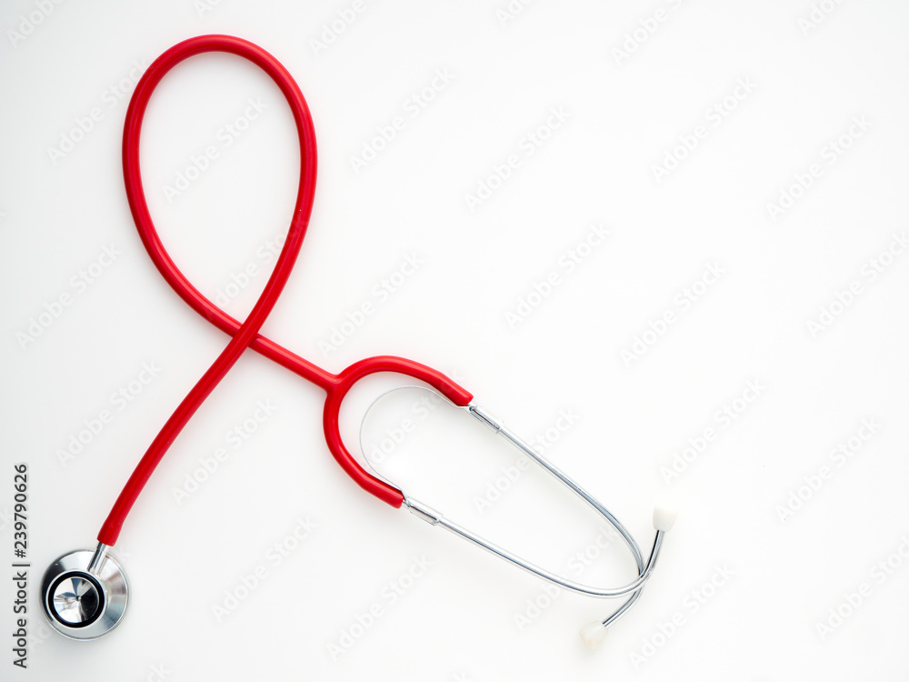 Red Stethoscope isolated on white background. Red Stethoscope isolated on white background.